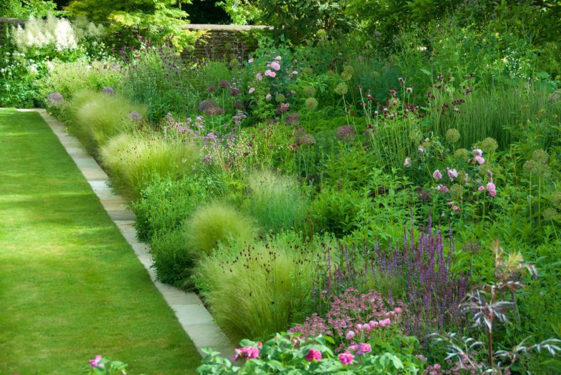 Herbaceous borders filled with perennials and grasses