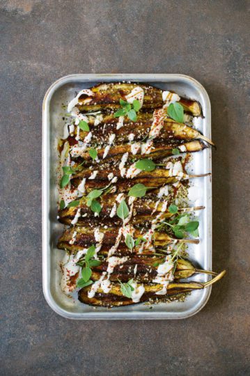 Rosemary and basil aubergines